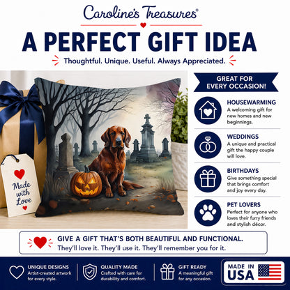Caroline's Treasures DAC2044PW1818 Irish Setter Spooky Halloween Fabric Decorative Pillow Machine Washable, Indoor Outdoor Decorative Pillow for Couch, Bed or Patio, 18Hx18W