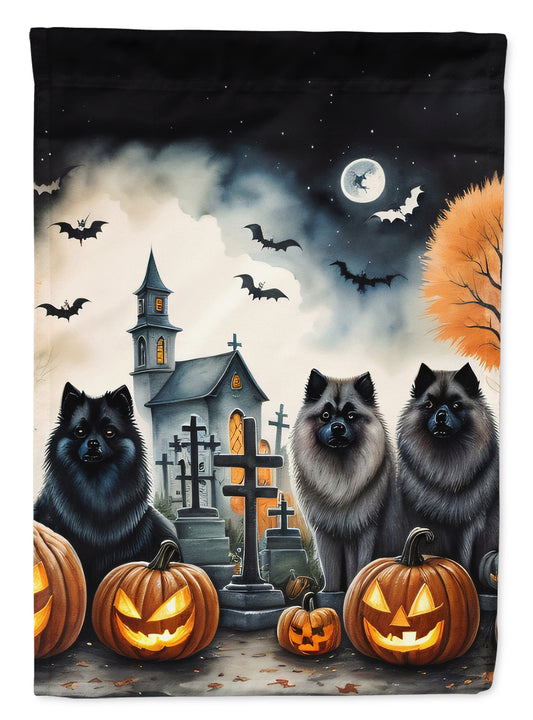 Caroline's Treasures DAC2045CHF Keeshond Spooky Halloween House Flag Large Porch Sleeve Pole Decorative Outside Yard Banner Artwork Wall Hanging, Polyester, House Size, Multicolor