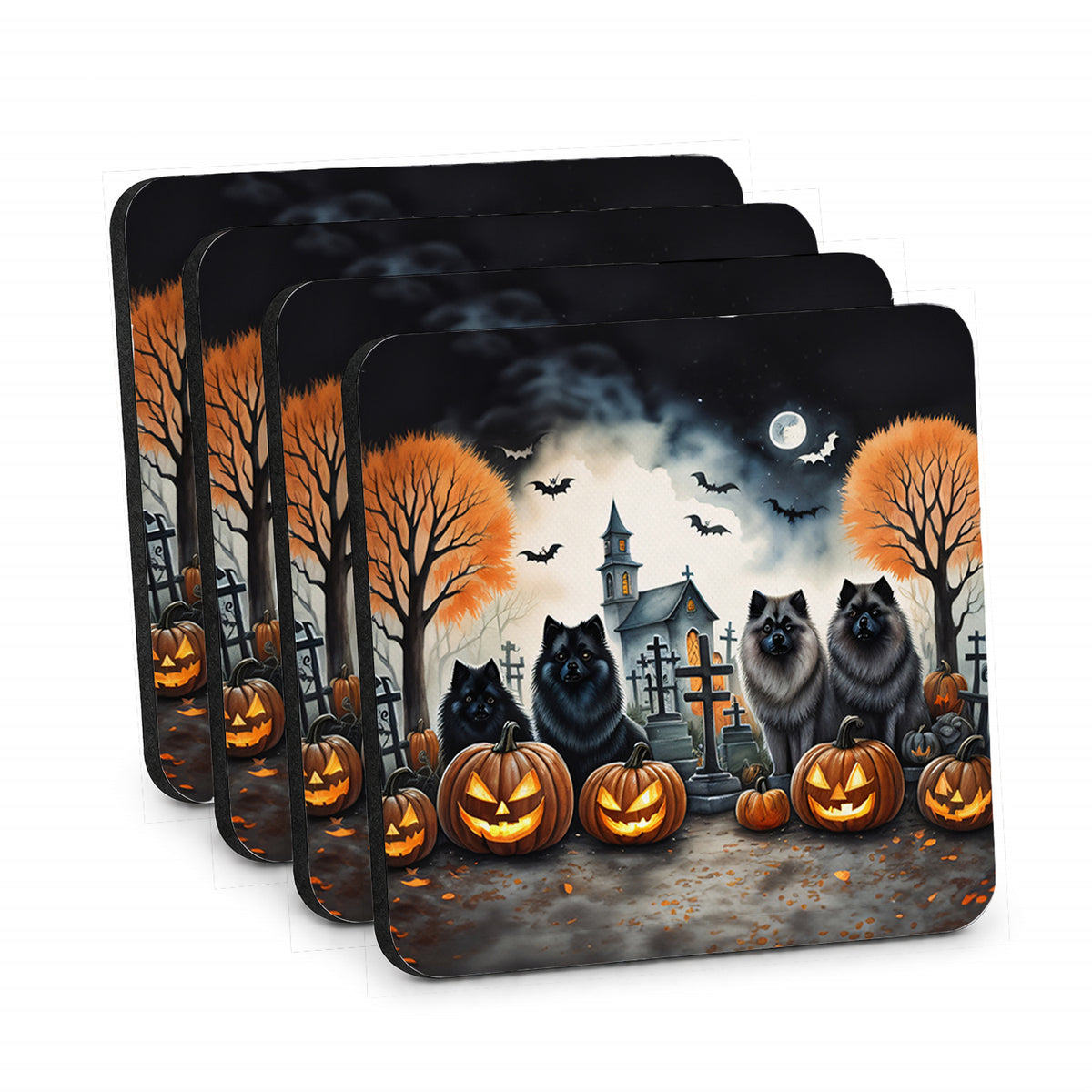 Caroline's Treasures Keeshond Dogs Foam Drink Coasters Set of 4 Absorbent