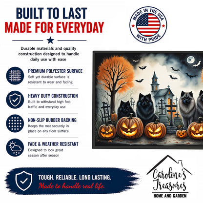Caroline's Treasures DAC2045JMAT Keeshond Spooky Halloween Indoor or Outdoor Mat 24x36 Front Door Mat Indoor Outdoor Rugs for Entryway, Non Slip Washable Low Pile, 24H X 36W
