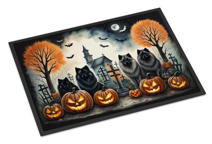 Caroline's Treasures DAC2045MAT Keeshond Spooky Halloween Doormat 18x27 Front Door Mat Indoor Outdoor Rugs for Entryway, Non Slip Washable Low Pile, 18H X 27W