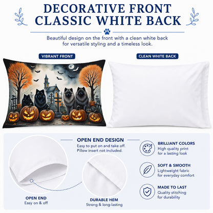 Caroline's Treasures DAC2045PILLOWCASE Keeshond Spooky Halloween Fabric Standard Pillowcase Lightweight Super Soft Easy Care Decorative Artwork Pillowcase, Standard