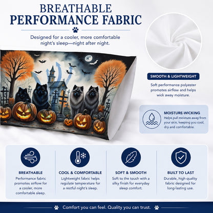 Caroline's Treasures DAC2045PILLOWCASE Keeshond Spooky Halloween Fabric Standard Pillowcase Lightweight Super Soft Easy Care Decorative Artwork Pillowcase, Standard