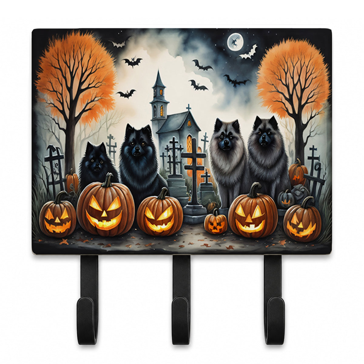 Caroline's Treasures Keeshond Dogs Halloween Ceramic Triple Wall Hook