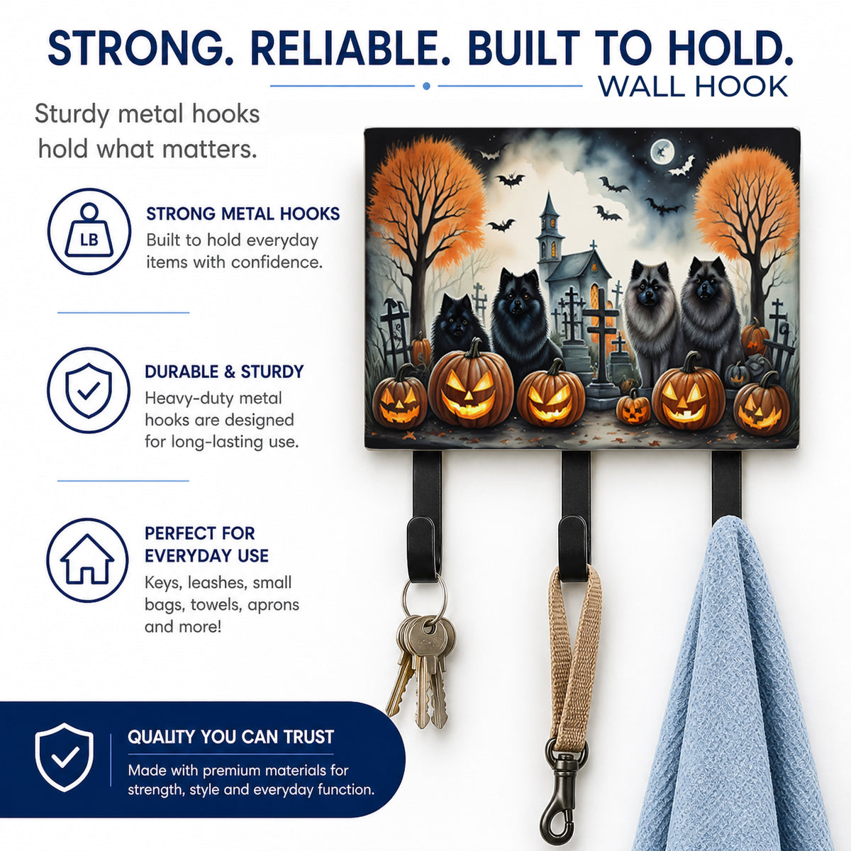 Caroline's Treasures Keeshond Dogs Halloween Ceramic Triple Wall Hook