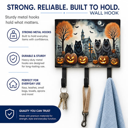 Caroline's Treasures Keeshond Dogs Halloween Ceramic Triple Wall Hook