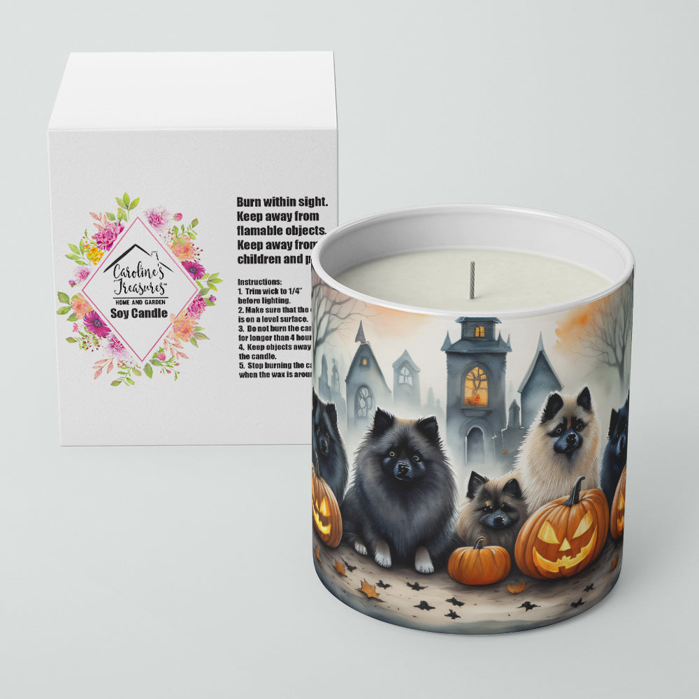 Caroline's Treasures DAC2046CDL Keeshond Spooky Halloween Decorative Soy Candle Nature Soy Wax Essential Oil Home Decor Ideal for Bedroom Kitchen Bath Office Gift, 10 oz