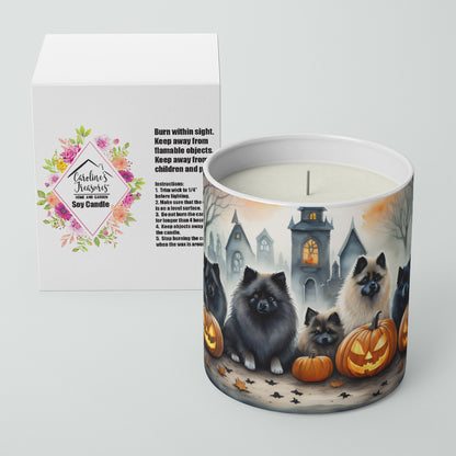 Caroline's Treasures DAC2046CDL Keeshond Spooky Halloween Decorative Soy Candle Nature Soy Wax Essential Oil Home Decor Ideal for Bedroom Kitchen Bath Office Gift, 10 oz