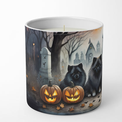 Caroline's Treasures DAC2046CDL Keeshond Spooky Halloween Decorative Soy Candle Nature Soy Wax Essential Oil Home Decor Ideal for Bedroom Kitchen Bath Office Gift, 10 oz