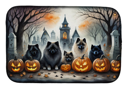 Caroline's Treasures DAC2046DDM Keeshond Spooky Halloween Dish Drying Mat Absorbent Dish Drying Mat Pad for Kitchen Counter Dish Drainer Mat for Countertop, 14 x 21, Multicolor