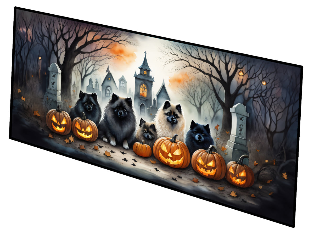 Caroline's Treasures Keeshond Spooky Halloween Runner Mat 28x58 Front Door Mat Indoor Outdoor Rugs for Entryway Hallway Foyer Non Slip Washable Wide Doormat
