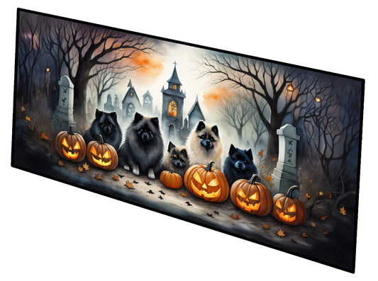 Caroline's Treasures Keeshond Spooky Halloween Runner Mat 28x58 Front Door Mat Indoor Outdoor Rugs for Entryway Hallway Foyer Non Slip Washable Wide Doormat