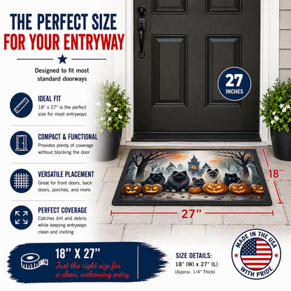 Caroline's Treasures DAC2046MAT Keeshond Spooky Halloween Doormat 18x27 Front Door Mat Indoor Outdoor Rugs for Entryway, Non Slip Washable Low Pile, 18H X 27W