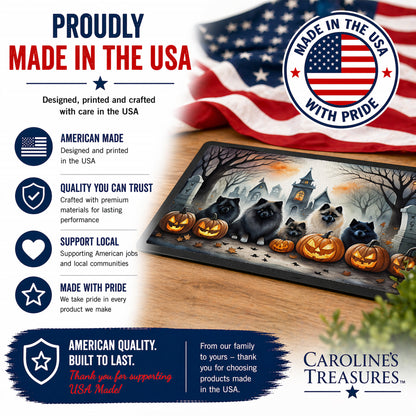 Caroline's Treasures DAC2046MAT Keeshond Spooky Halloween Doormat 18x27 Front Door Mat Indoor Outdoor Rugs for Entryway, Non Slip Washable Low Pile, 18H X 27W
