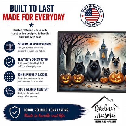 Caroline's Treasures DAC2046MAT Keeshond Spooky Halloween Doormat 18x27 Front Door Mat Indoor Outdoor Rugs for Entryway, Non Slip Washable Low Pile, 18H X 27W