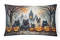 Caroline's Treasures DAC2046PW1216 Keeshond Spooky Halloween Fabric Decorative Pillow Machine Washable, Indoor Outdoor Decorative Pillow for Couch, Bed or Patio, 12HX16W