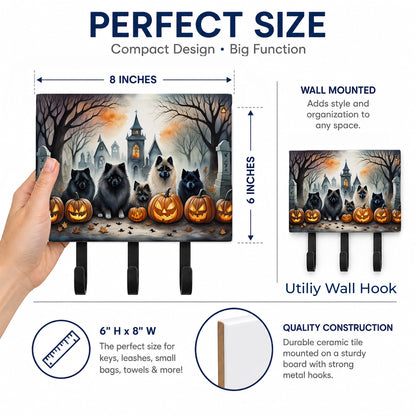 Caroline's Treasures Keeshond Dogs Halloween Ceramic Triple Wall Hook