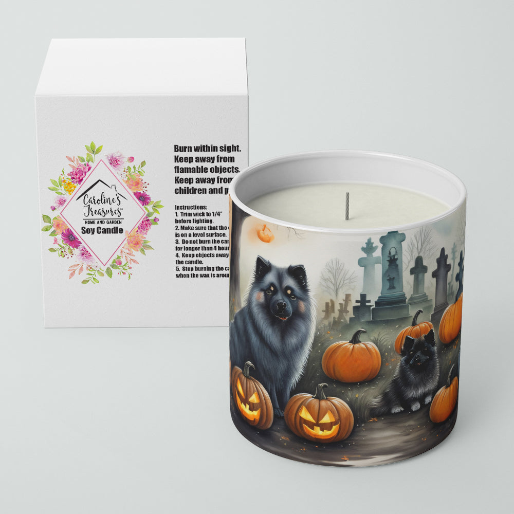 Caroline's Treasures DAC2047CDL Keeshond Spooky Halloween Decorative Soy Candle Nature Soy Wax Essential Oil Home Decor Ideal for Bedroom Kitchen Bath Office Gift, 10 oz