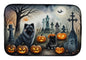 Caroline's Treasures DAC2047DDM Keeshond Spooky Halloween Dish Drying Mat Absorbent Dish Drying Mat Pad for Kitchen Counter Dish Drainer Mat for Countertop, 14 x 21, Multicolor
