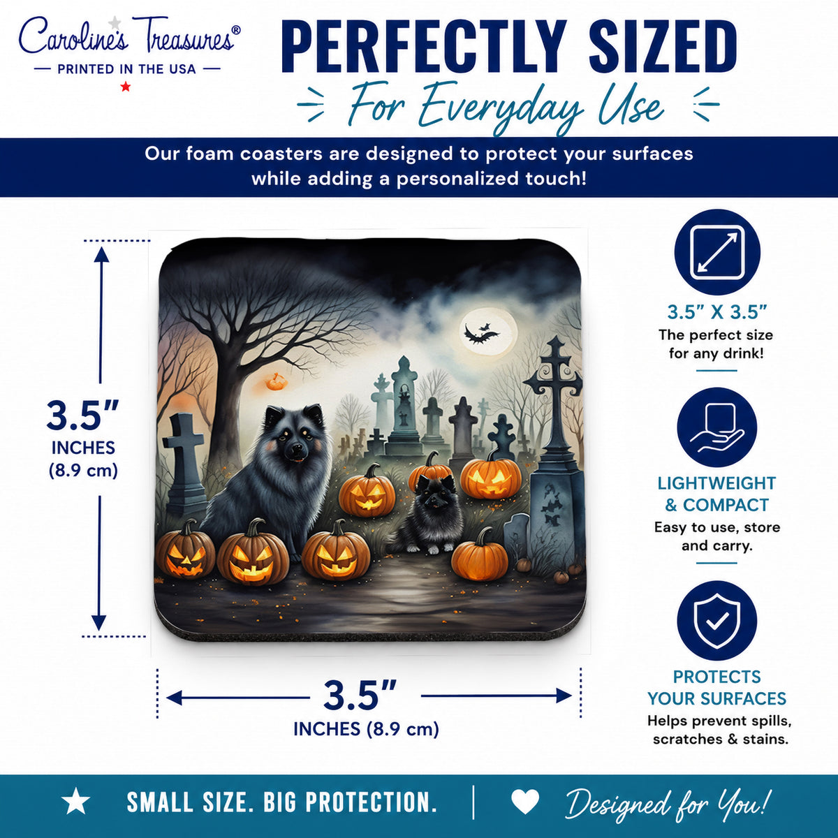 Caroline's Treasures Keeshond Dogs Foam Drink Coasters Set of 4 Absorbent