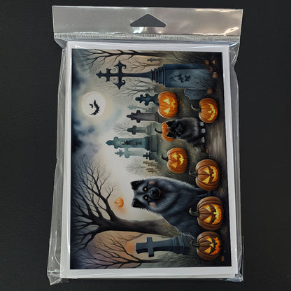 Caroline's Treasures DAC2047GCA7P Keeshond Spooky Halloween Greeting Cards and Envelopes Pack of 8 Blank Cards with Envelopes Whimsical A7 Size 5x7 Blank Greeting Cards