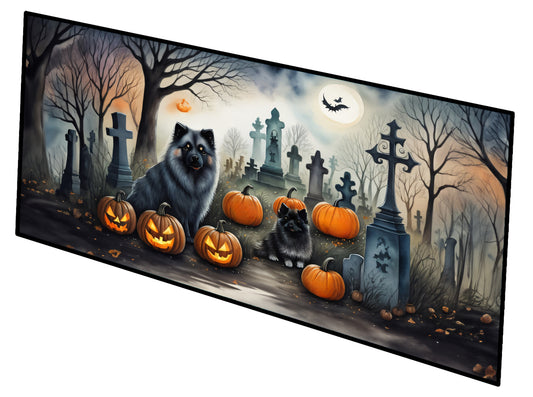 Caroline's Treasures Keeshond Spooky Halloween Runner Mat 28x58 Front Door Mat Indoor Outdoor Rugs for Entryway Hallway Foyer Non Slip Washable Wide Doormat