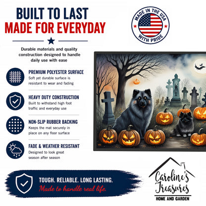 Caroline's Treasures DAC2047JMAT Keeshond Spooky Halloween Indoor or Outdoor Mat 24x36 Front Door Mat Indoor Outdoor Rugs for Entryway, Non Slip Washable Low Pile, 24H X 36W