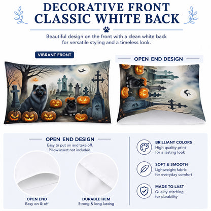 Caroline's Treasures DAC2047PILLOWCASE Keeshond Spooky Halloween Fabric Standard Pillowcase Lightweight Super Soft Easy Care Decorative Artwork Pillowcase, Standard