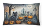 Caroline's Treasures DAC2047PW1216 Keeshond Spooky Halloween Fabric Decorative Pillow Machine Washable, Indoor Outdoor Decorative Pillow for Couch, Bed or Patio, 12HX16W