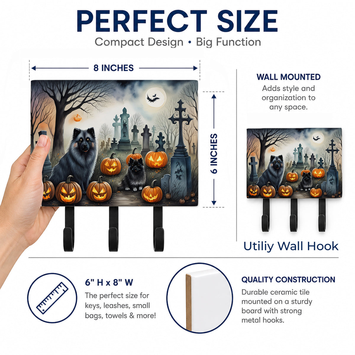 Caroline's Treasures Keeshond Dogs Halloween Ceramic Triple Wall Hook