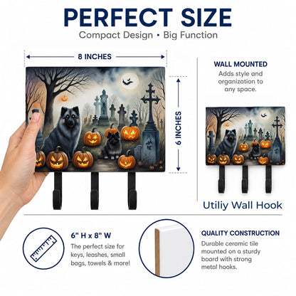 Caroline's Treasures Keeshond Dogs Halloween Ceramic Triple Wall Hook