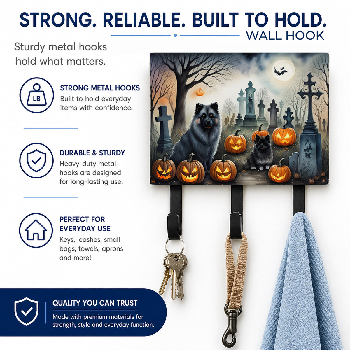 Caroline's Treasures Keeshond Dogs Halloween Ceramic Triple Wall Hook