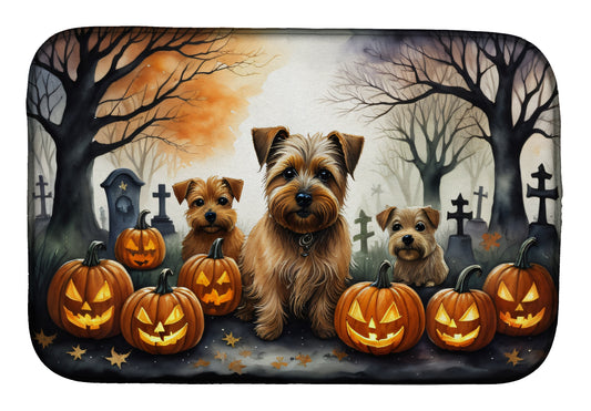 Caroline's Treasures DAC2048DDM Norfolk Terrier Spooky Halloween Dish Drying Mat Absorbent Dish Drying Mat Pad for Kitchen Counter Dish Drainer Mat for Countertop, 14 x 21, Multicolor