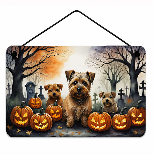 Caroline's Treasures DAC2048DS812 Norfolk Terrier Spooky Halloween Wall or Door Hanging Prints Aluminum Metal Sign Kitchen Wall Bar Bathroom Plaque Home Decor, 8x12, Multicolor