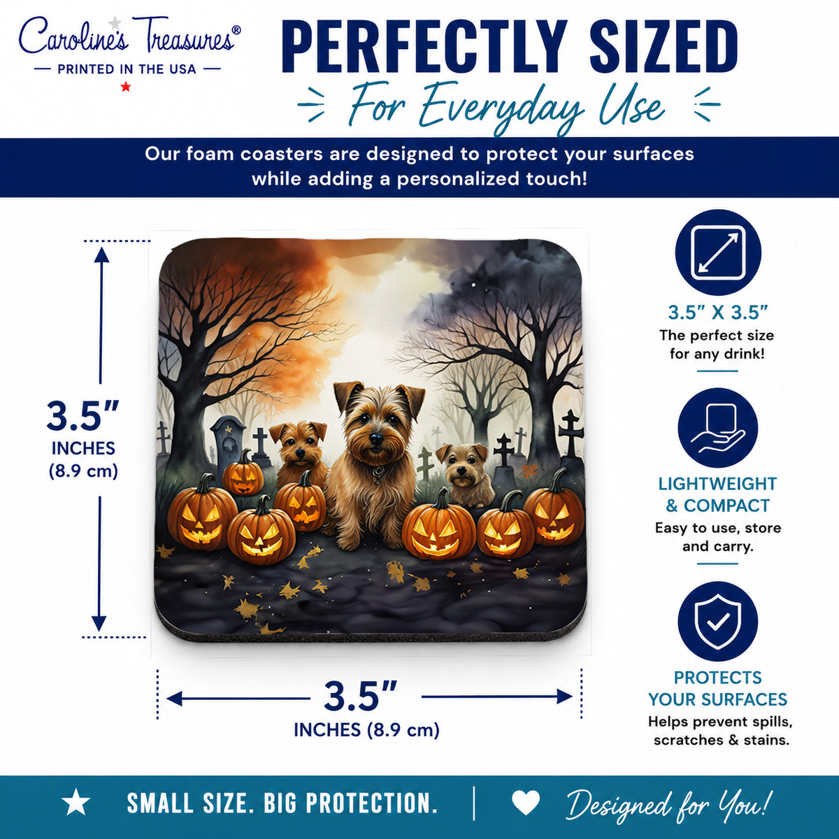 Caroline's Treasures Norfolk Terrier Dogs Foam Drink Coasters Set of 4