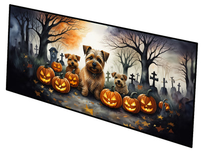 Caroline's Treasures Norfolk Terrier Spooky Halloween Runner Mat 28x58 Front Door Mat Indoor Outdoor Rugs for Entryway Hallway Foyer Non Slip Washable Wide Doormat