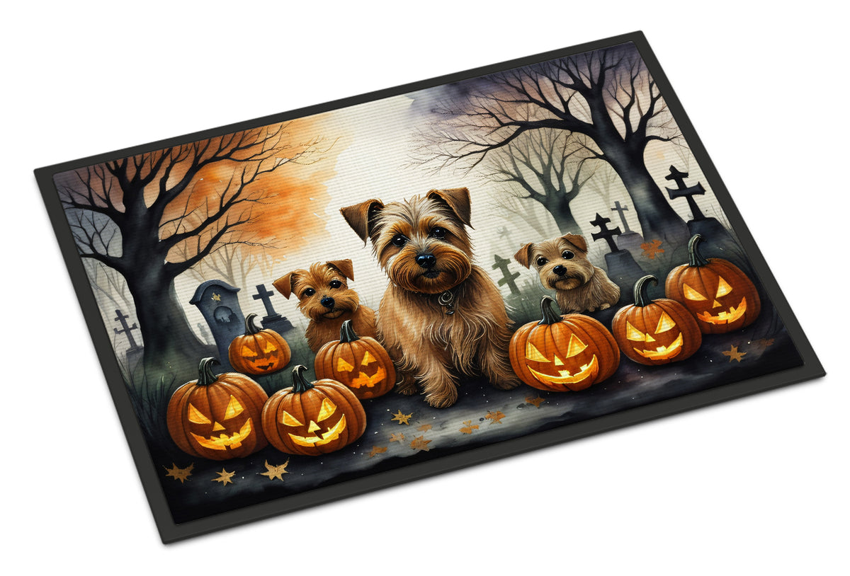 Caroline's Treasures DAC2048MAT Norfolk Terrier Spooky Halloween Doormat 18x27 Front Door Mat Indoor Outdoor Rugs for Entryway, Non Slip Washable Low Pile, 18H X 27W