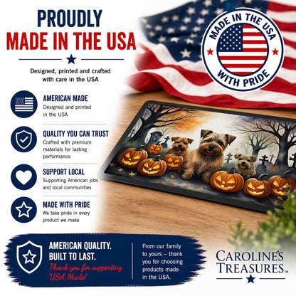 Caroline's Treasures DAC2048MAT Norfolk Terrier Spooky Halloween Doormat 18x27 Front Door Mat Indoor Outdoor Rugs for Entryway, Non Slip Washable Low Pile, 18H X 27W