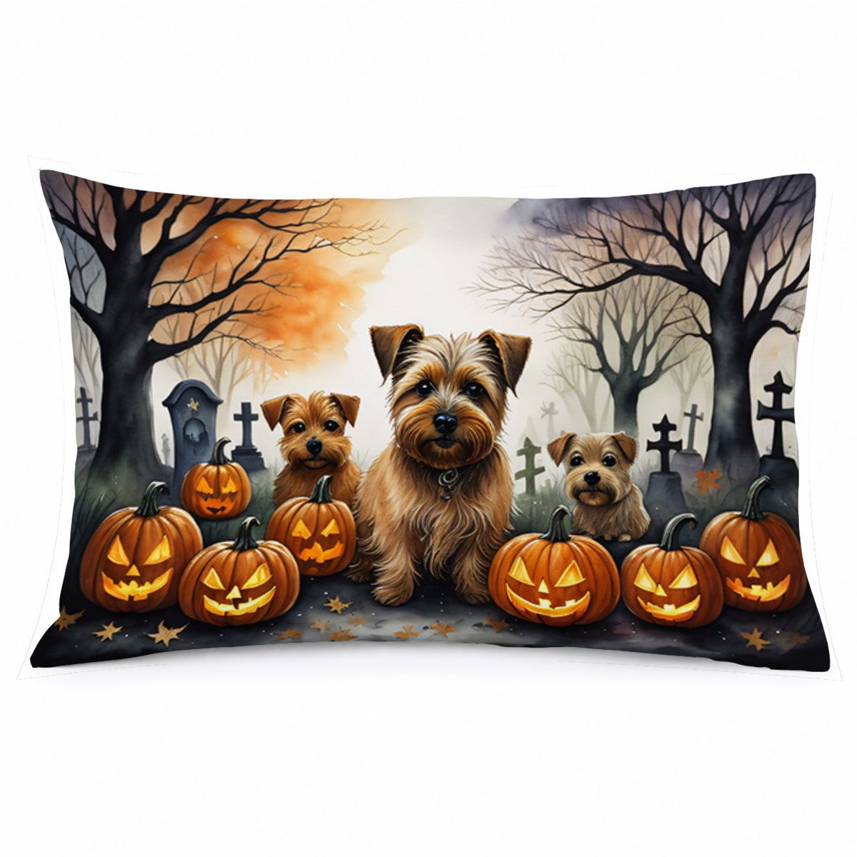 Caroline's Treasures DAC2048PILLOWCASE Norfolk Terrier Spooky Halloween Fabric Standard Pillowcase Lightweight Super Soft Easy Care Decorative Artwork Pillowcase, Standard