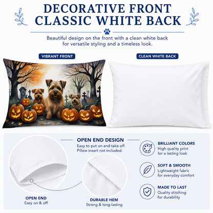 Caroline's Treasures DAC2048PILLOWCASE Norfolk Terrier Spooky Halloween Fabric Standard Pillowcase Lightweight Super Soft Easy Care Decorative Artwork Pillowcase, Standard