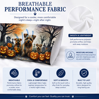 Caroline's Treasures DAC2048PILLOWCASE Norfolk Terrier Spooky Halloween Fabric Standard Pillowcase Lightweight Super Soft Easy Care Decorative Artwork Pillowcase, Standard