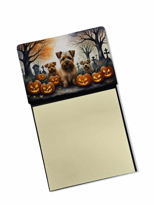 Caroline's Treasures Norfolk Terrier Spooky Halloween Sticky Note Holder Refillable Dispenser Self-Sticky Note Pads, Memo Pads Blank Desk Accessories