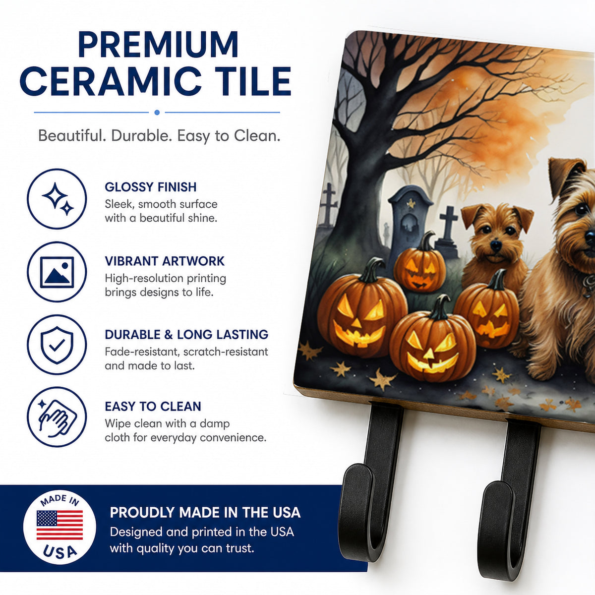 Caroline's Treasures Norfolk Terrier Dogs Ceramic Triple Wall Hook