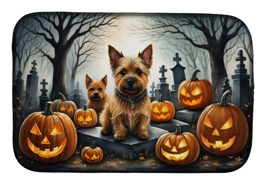 Caroline's Treasures DAC2049DDM Norwich Terrier Spooky Halloween Dish Drying Mat Absorbent Dish Drying Mat Pad for Kitchen Counter Dish Drainer Mat for Countertop, 14 x 21, Multicolor