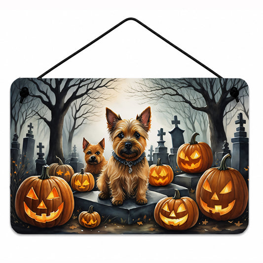 Caroline's Treasures DAC2049DS812 Norwich Terrier Spooky Halloween Wall or Door Hanging Prints Aluminum Metal Sign Kitchen Wall Bar Bathroom Plaque Home Decor, 8x12, Multicolor