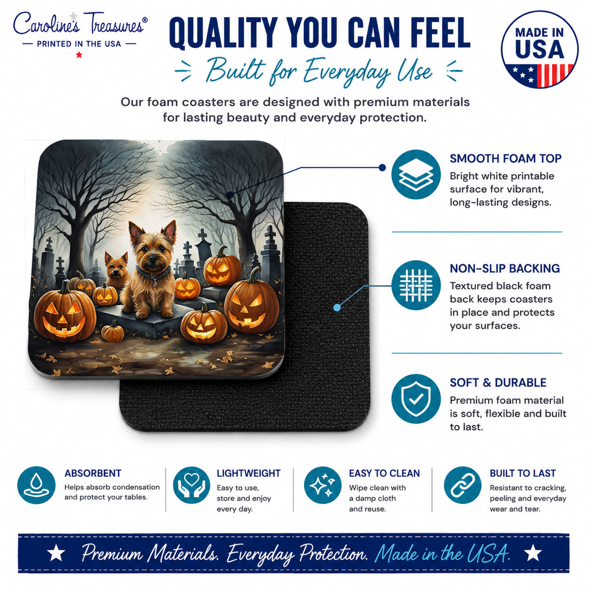 Caroline's Treasures Norwich Terrier Dogs Foam Drink Coasters Set of 4