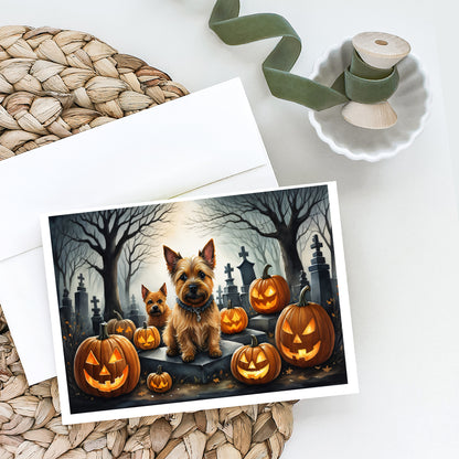 Caroline's Treasures DAC2049GCA7P Norwich Terrier Spooky Halloween Greeting Cards and Envelopes Pack of 8 Blank Cards with Envelopes Whimsical A7 Size 5x7 Blank Greeting Cards