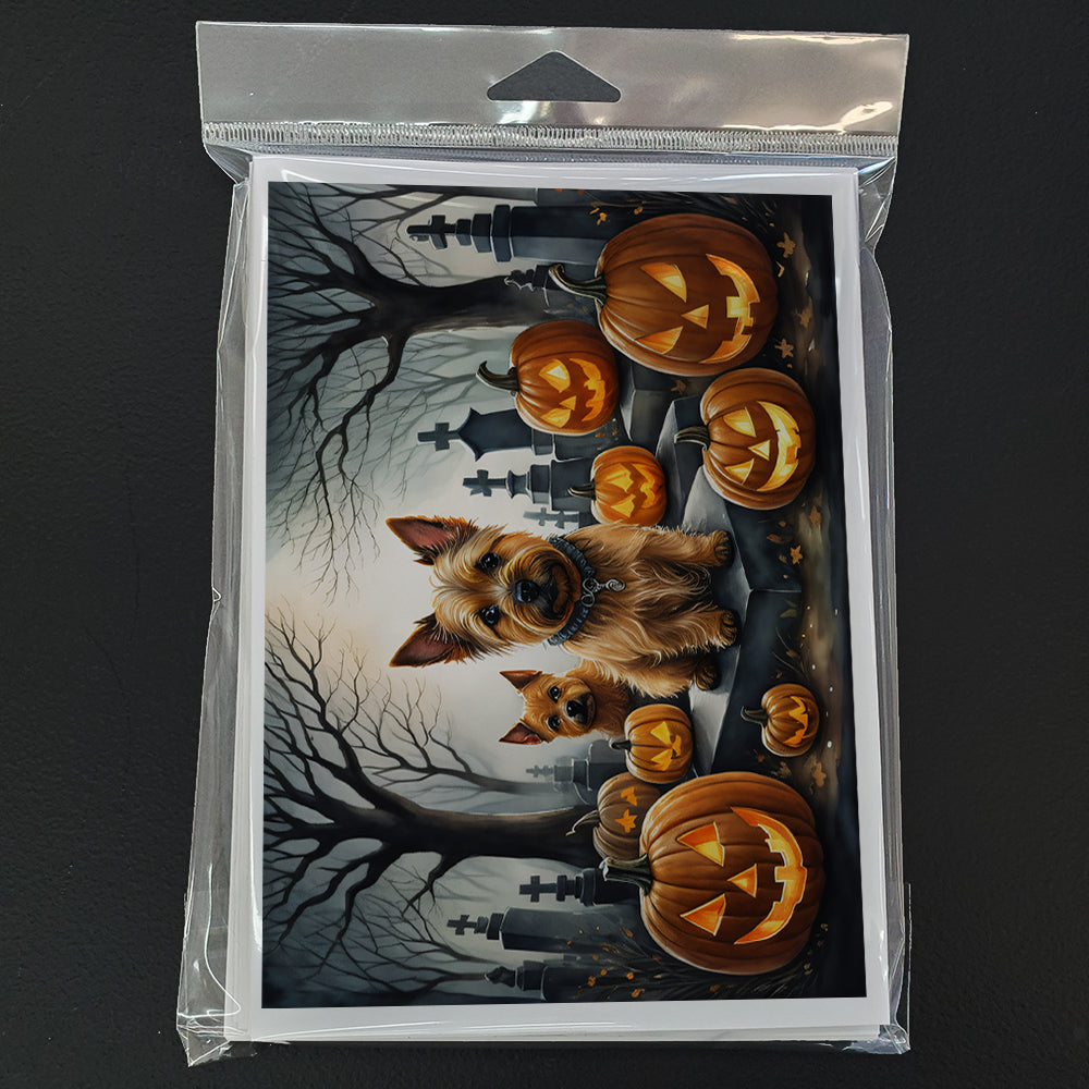 Caroline's Treasures DAC2049GCA7P Norwich Terrier Spooky Halloween Greeting Cards and Envelopes Pack of 8 Blank Cards with Envelopes Whimsical A7 Size 5x7 Blank Greeting Cards