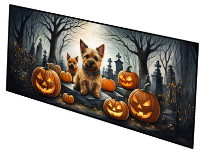 Caroline's Treasures Norwich Terrier Spooky Halloween Runner Mat 28x58 Front Door Mat Indoor Outdoor Rugs for Entryway Hallway Foyer Non Slip Washable Wide Doormat