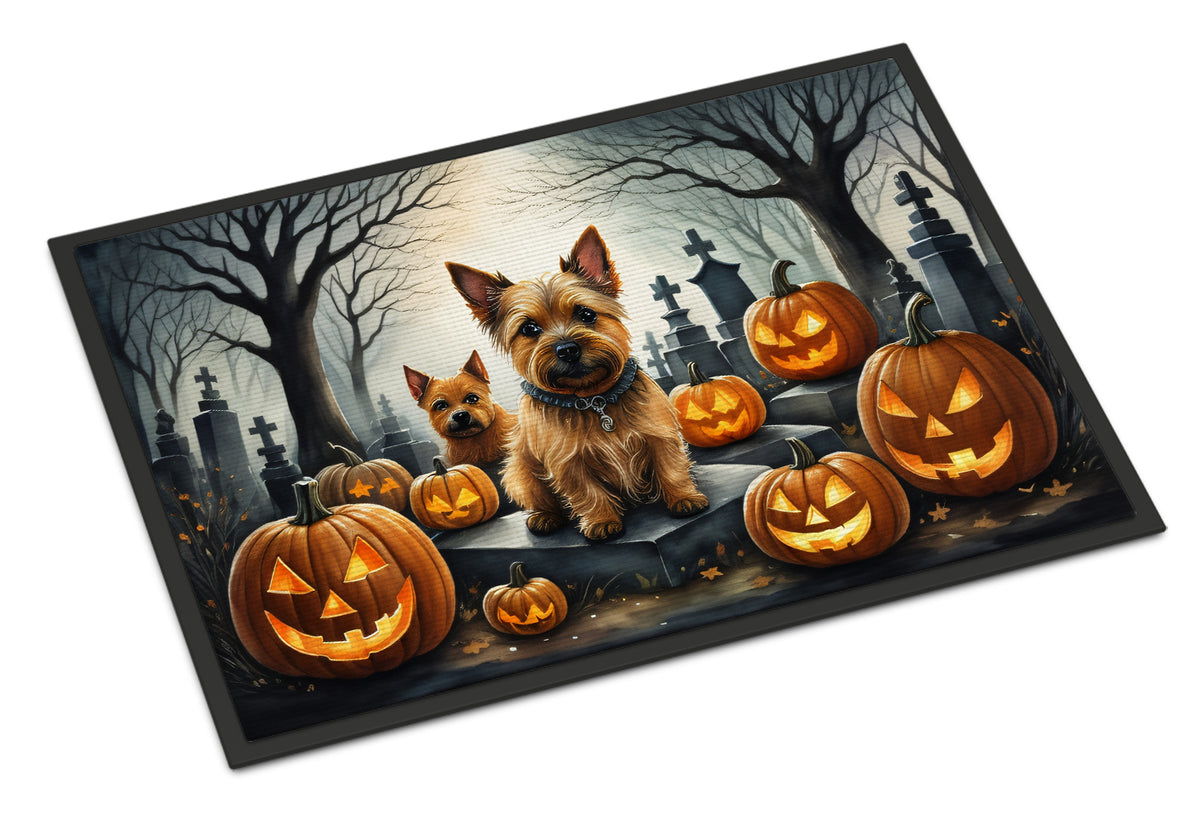 Caroline's Treasures DAC2049MAT Norwich Terrier Spooky Halloween Doormat 18x27 Front Door Mat Indoor Outdoor Rugs for Entryway, Non Slip Washable Low Pile, 18H X 27W